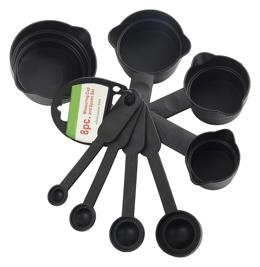 106 Plastic Measuring Cups And Spoons (8 Pcs Black)