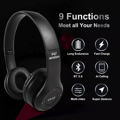 Foldable Wireless Bluetooth Stereo FM Over Ear Headphones 5.0 EDR