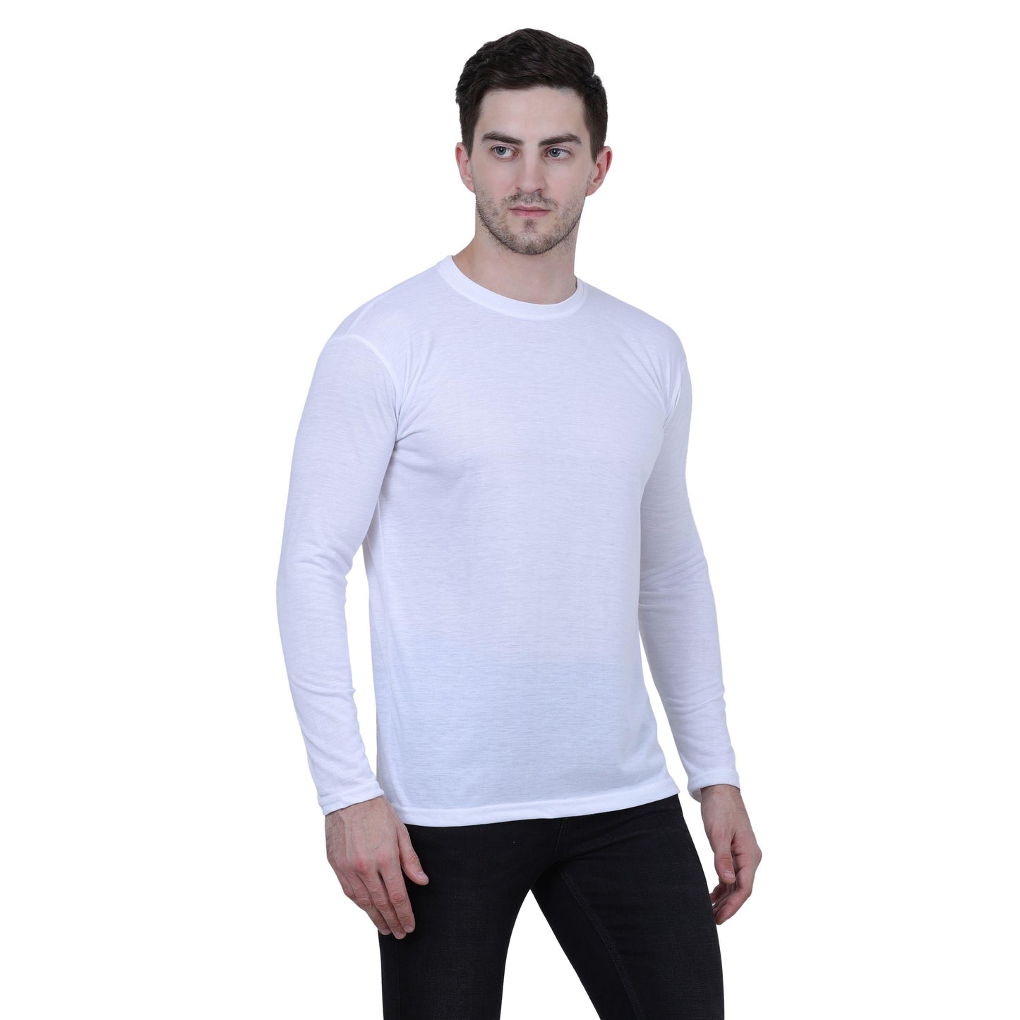 Cotton Blend Solid Full Sleeves T-Shirt