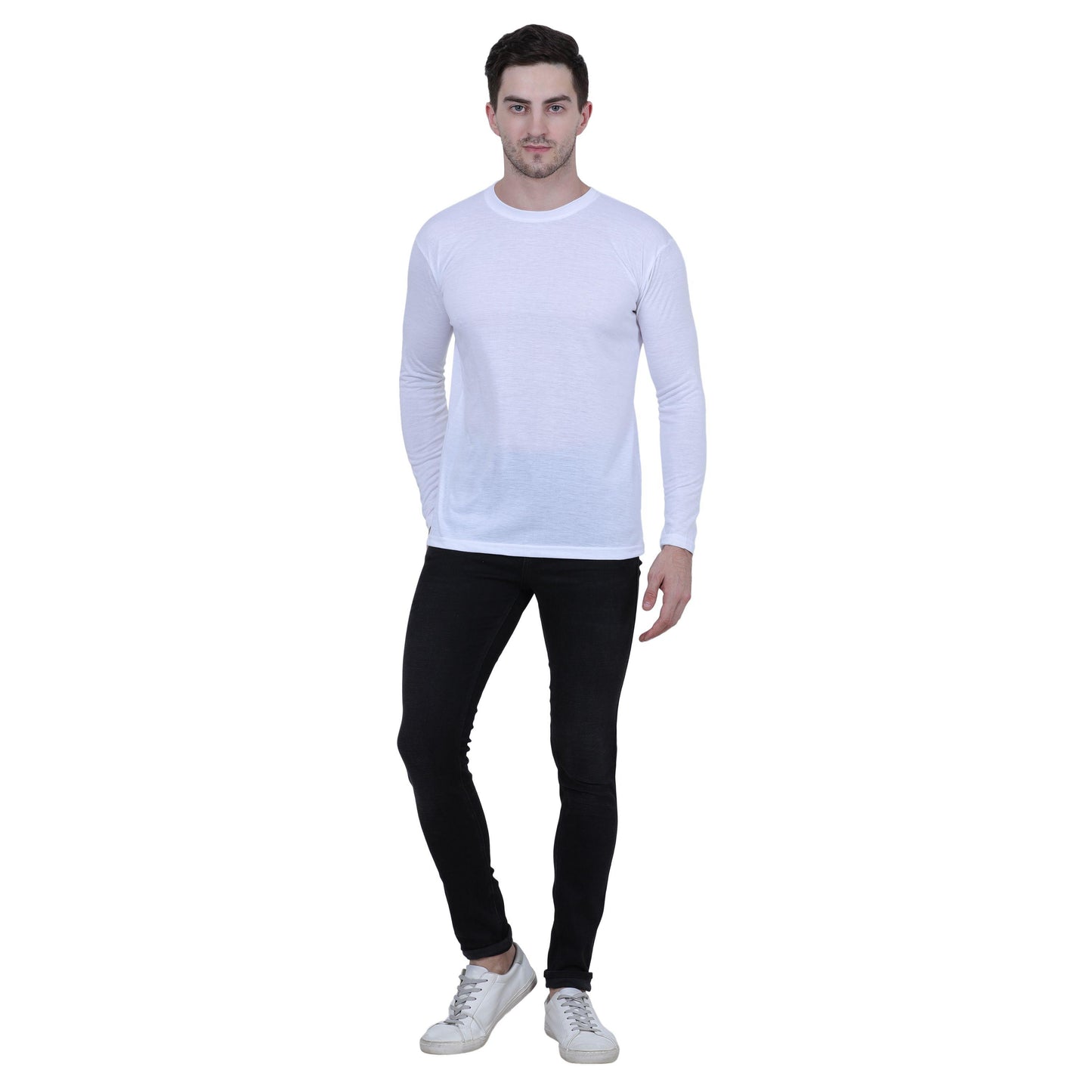 Cotton Blend Solid Full Sleeves T-Shirt