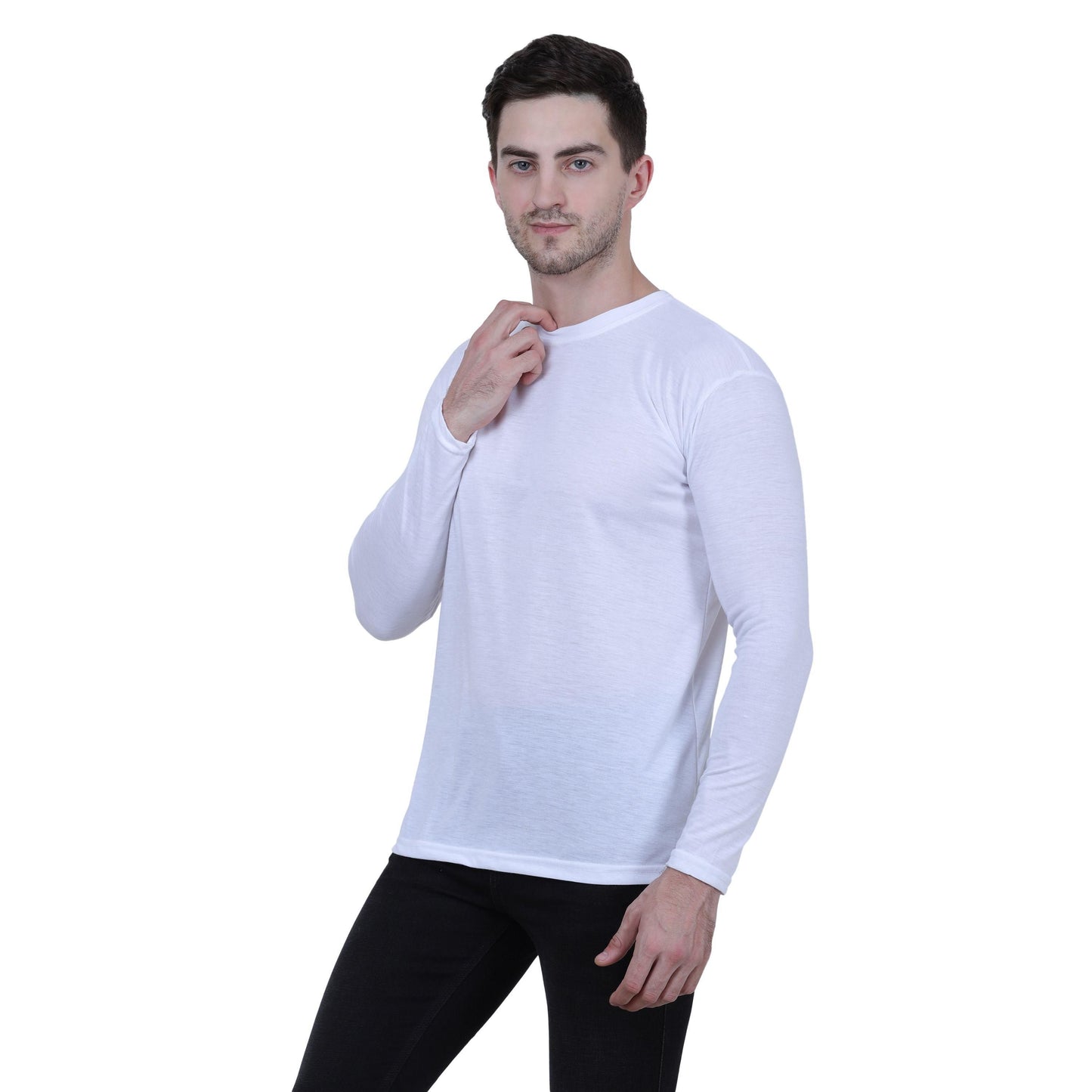 Cotton Blend Solid Full Sleeves T-Shirt